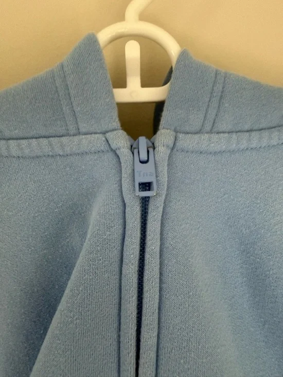 TNA Cozy Fleece Boyfriend Zip Up Hoodie Cropped Light Blue - Picture 8 of 14